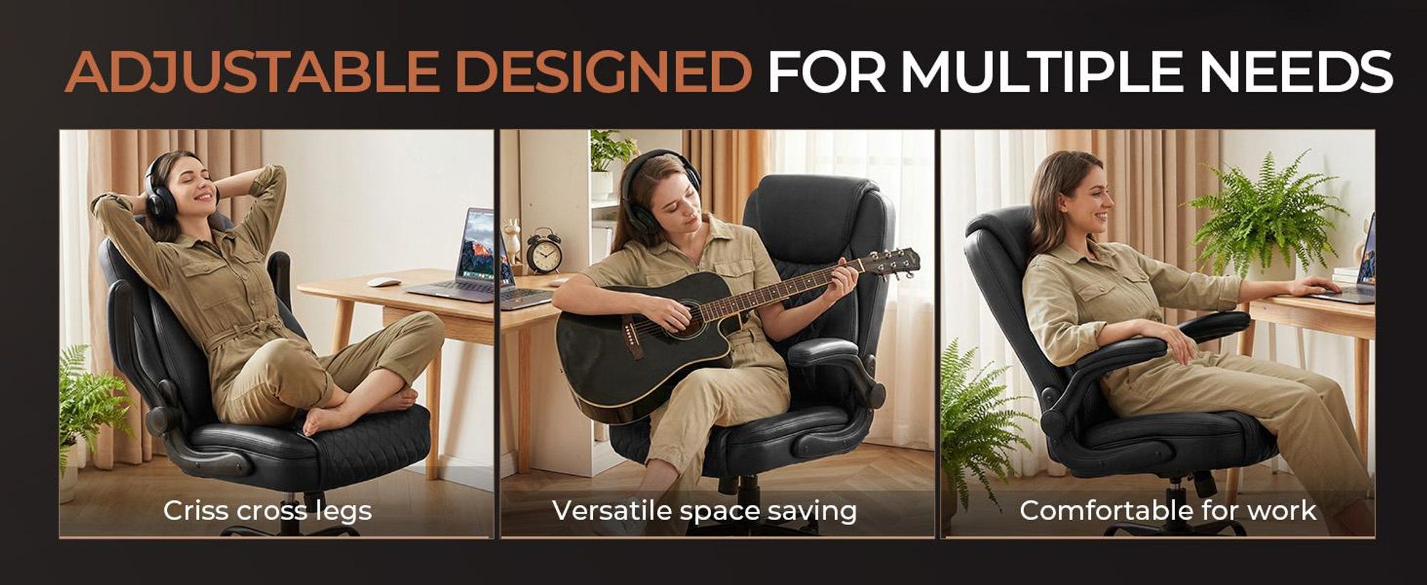 GTPLAYER Bürostuhl Ergonomisch, Schreibtischstuhl, Chefsessel mit Hoher Rückenlehne, Hochklappbaren Armlehnen, Höhenverstellbar,  Extra Breit Sitz