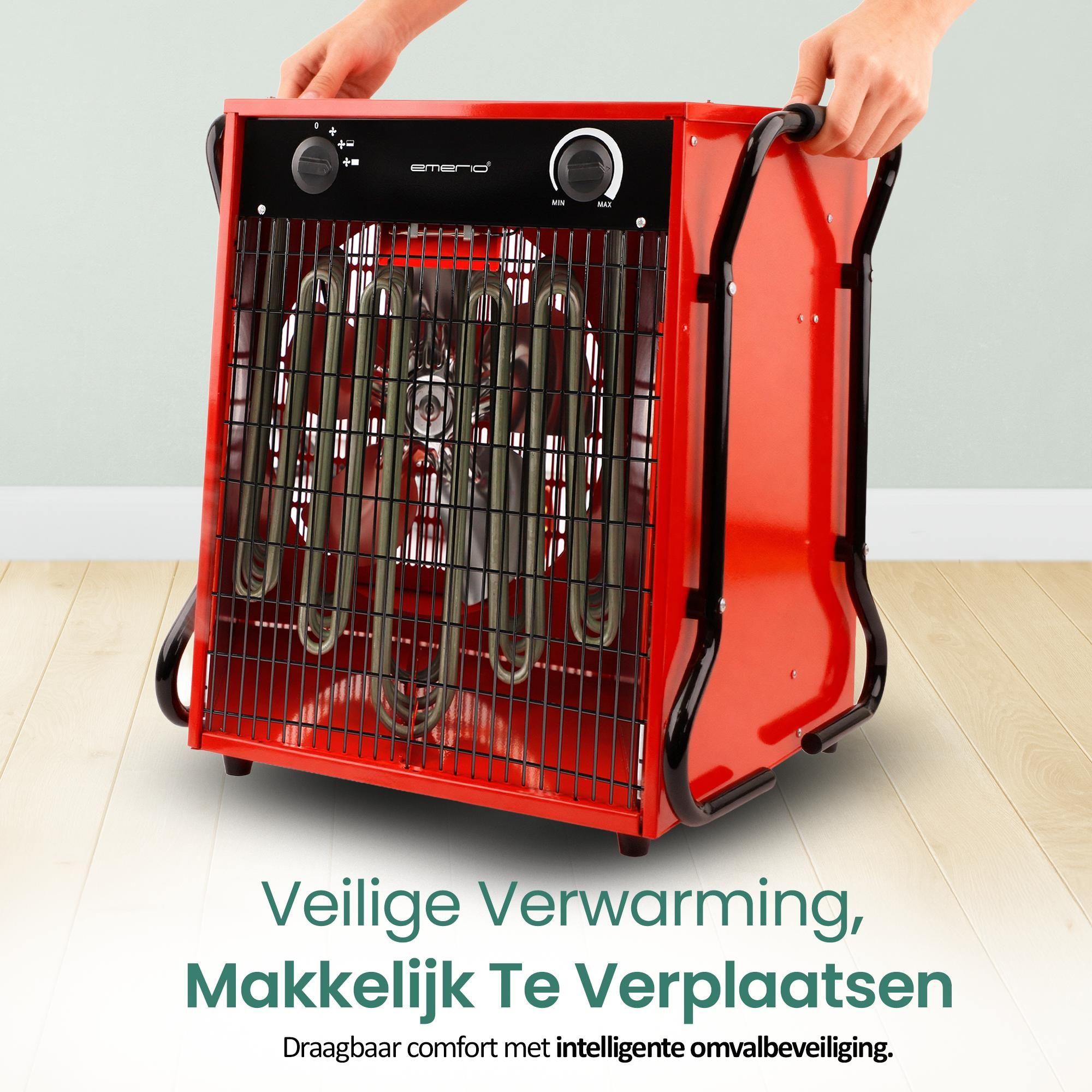 Emerio Krachtige Ventilatorkachel – Bouwkachel – 150 m² – 15.000 W – 400 V – 2 Standen – Instelbare Thermostaat – IP24 – Omvalbeveiliging – FH-117330