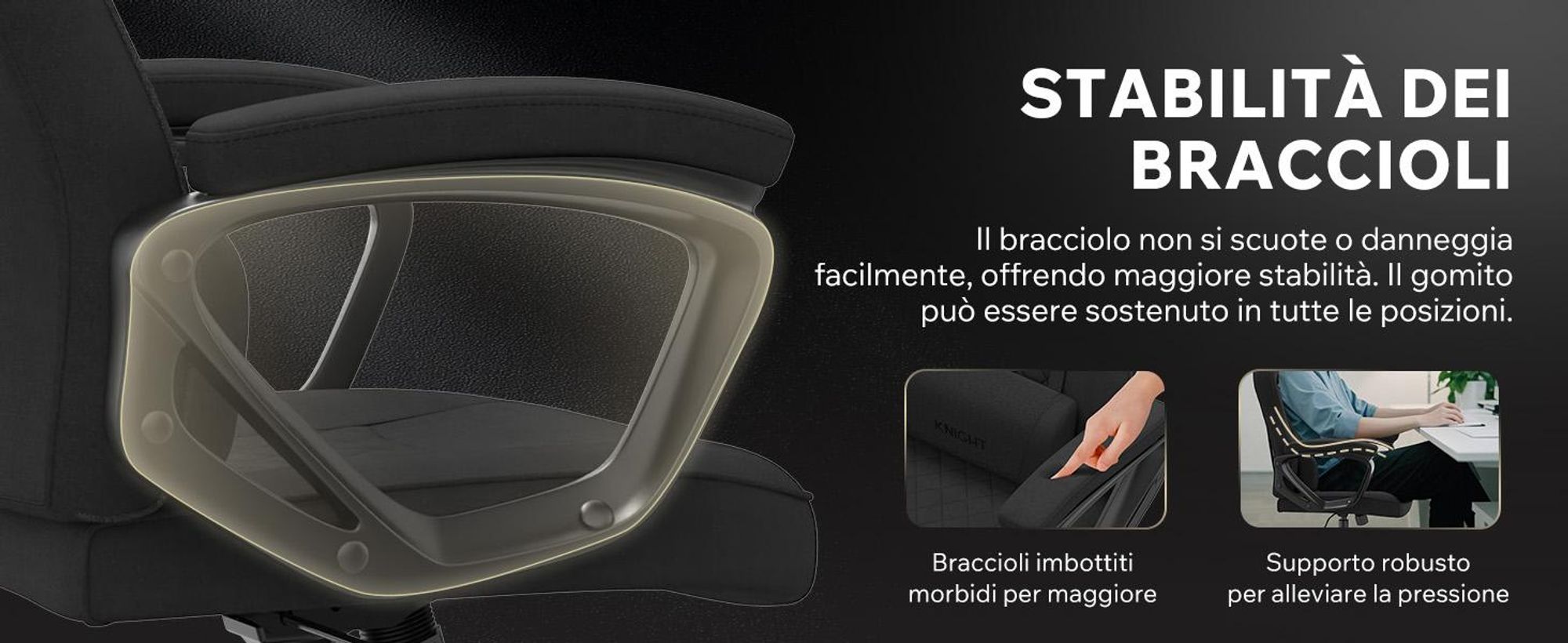 SENSE7 Knight Sedia da gioco in tessuto nero - Sedia da ufficio ergonomica Sedia da scrivania Sedia da gioco Sedia girevole Sedia da gaming PC 120 kg Chair