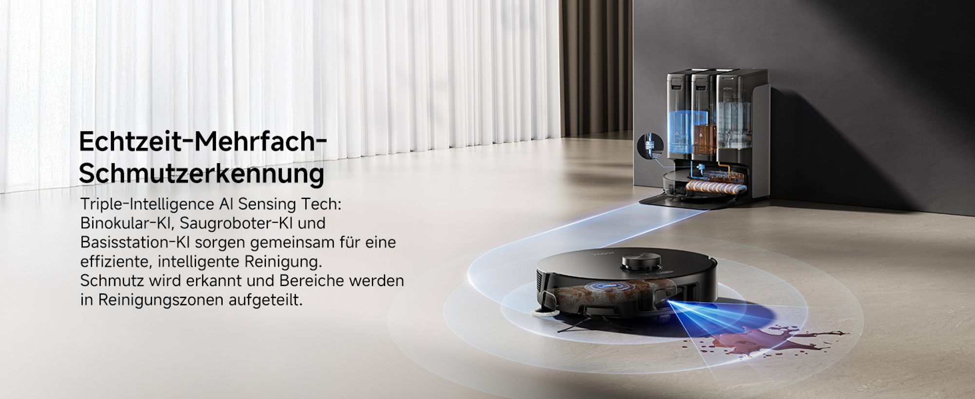 MOVA Z50 Ultra Saugroboter mit Wischfunktion, 19.000 Pa, HydroSync streifenfreies Wischen, 36 °C Selbstreinigung, Mehrfach-Schmutzerkennung, Schwarz