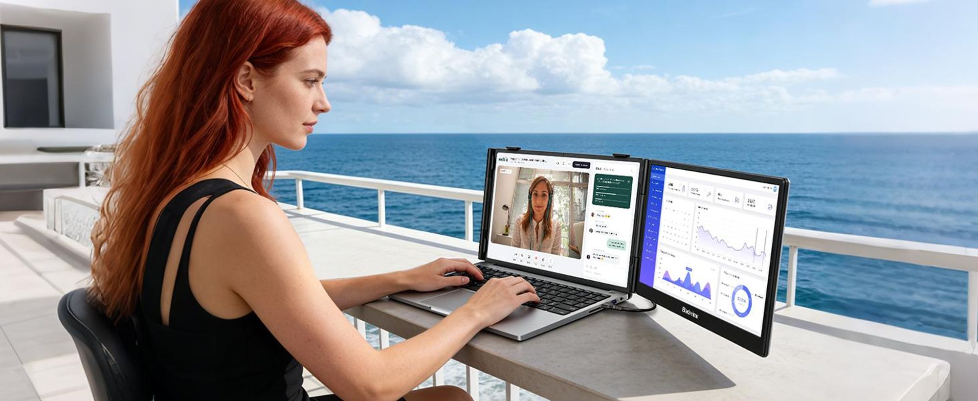 Blackview SCM5 Monitor, 14" FHD IPS 1080P Display, 995g, USB-C 100W PD, 0-180° Neigung, Ständer, SÜD, Polyamid-Oberfläche, für 13"-17.3" Laptops