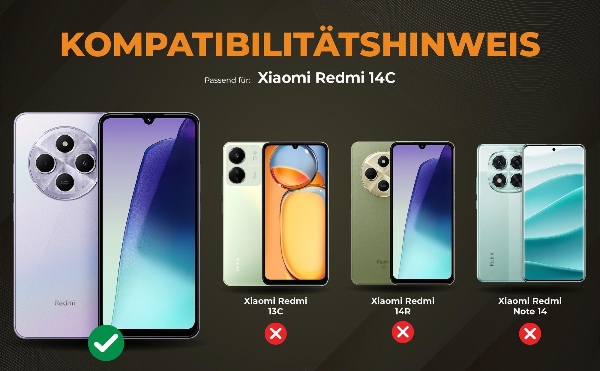 Kompatibilitätshinweise Hülle für Xiaomi Redmi 14C