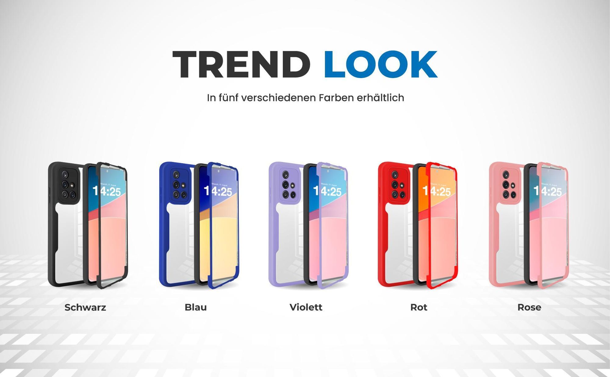 360 Grad Cover Front Back für Samsung Galaxy A52 / A52 5G / A52s 5G in verschiedenen Farben