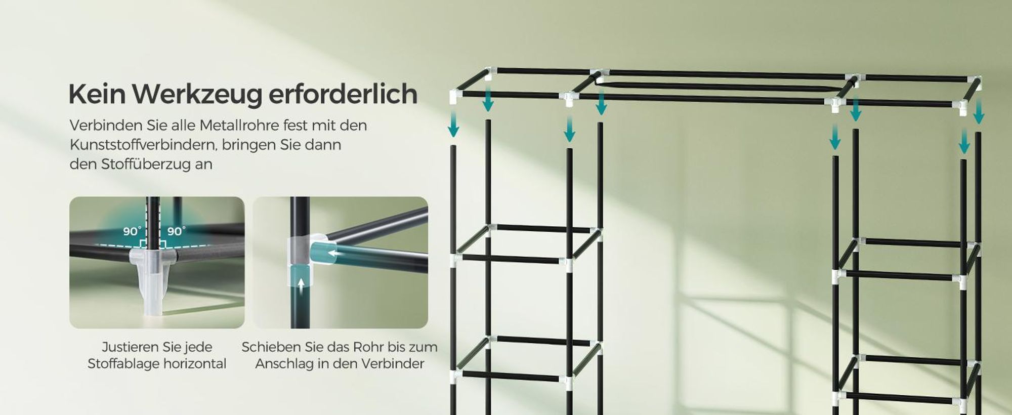 SONGMICS Kleiderschrank mit Kleiderstange 12 Ablagen