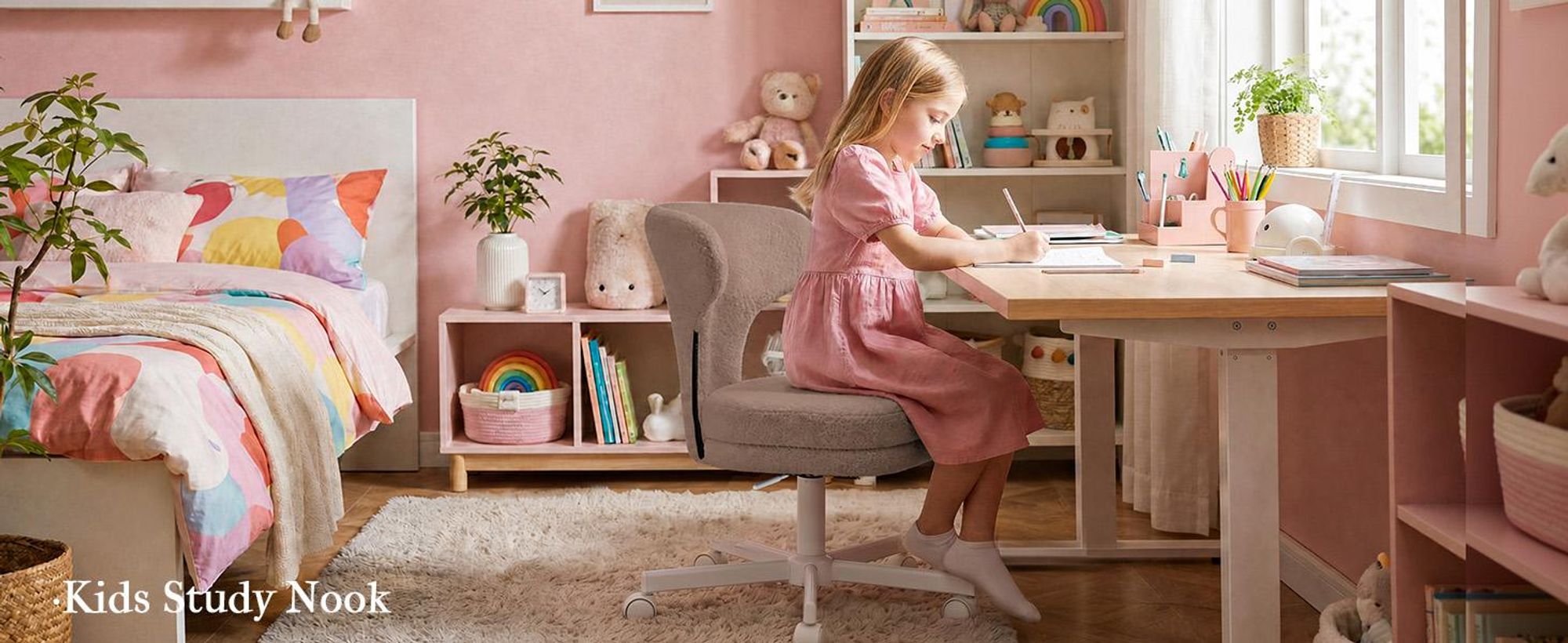 Chaise de maquillage COMHOMA avec roulettes, chaise de maquillage avec dossier enveloppant, fauteuil pivotant à hauteur réglable, jolie chaise de bureau pour chambre, pour la maison