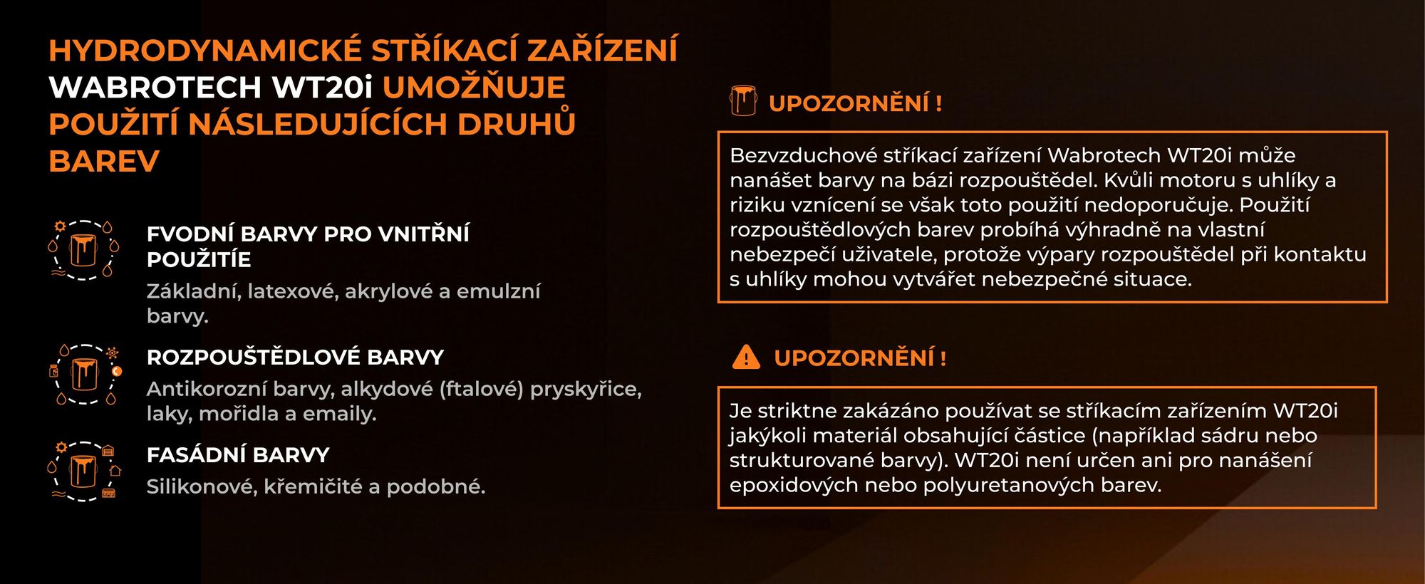 Stříkací zařízení WABROTECH WT20i Airless 1100W, 2l/min / 210 bar Hydrodynamický malířský agregát