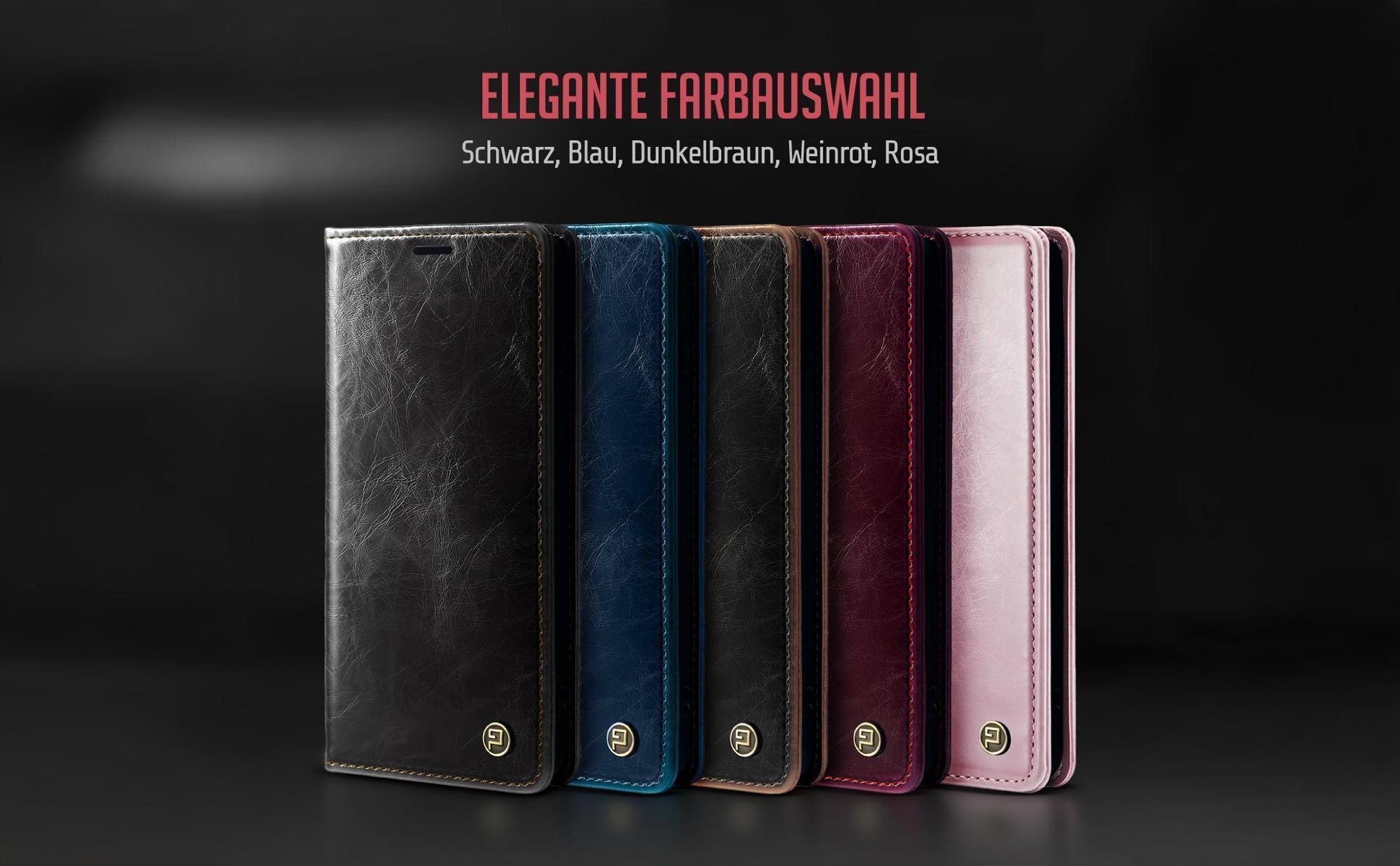 Handytaschen in Schwarz, Blau, Dunkelbraun, Weinrot und Rosa für Xiaomi Redmi 15C