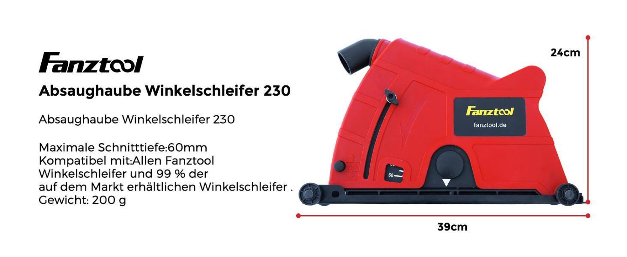 Absaughaube für Winkelschleifer + 180 mm Diamantschleiftopf PROFI QUALITÄT