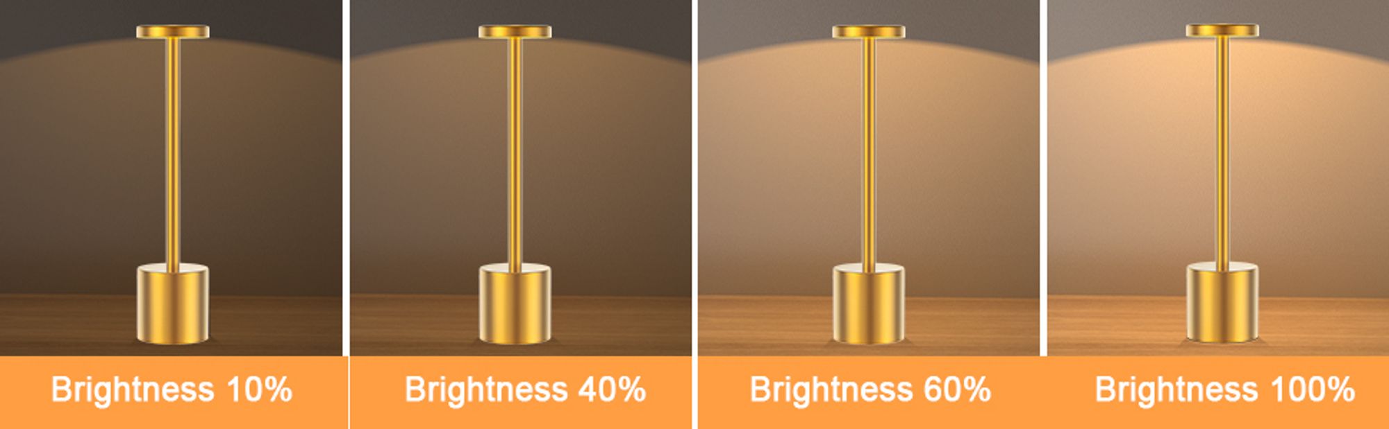 LED Nachtlichter Akku Tischlampe Kabellos, 1800 mAh Batterie mit 3 Beleuchtungsmodi Dimmbar Tischlampe,LED Tischleuchte Nachttischlampe,golden