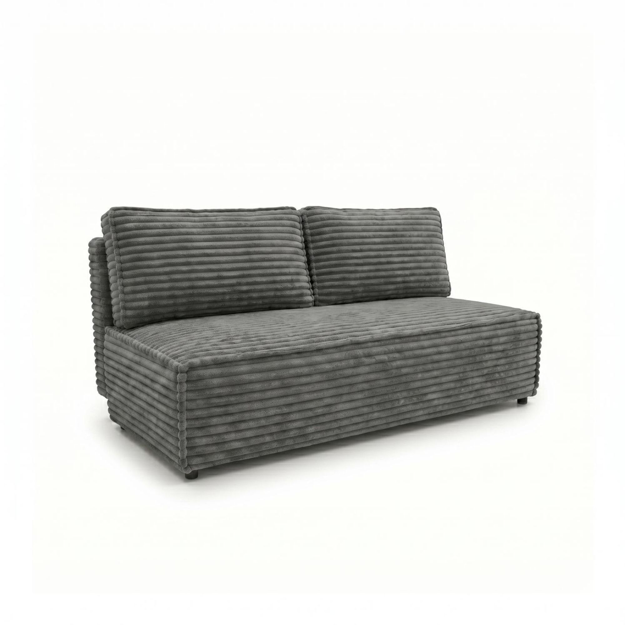 Schlafsofa FORANO 3-Sitzer mit Bettkasten, Sofa Couch mit Schlaffunktion, Gästezimmer und Jugendzimmer, weicher Plüschstoff, Cordstoff Dunkelgrau