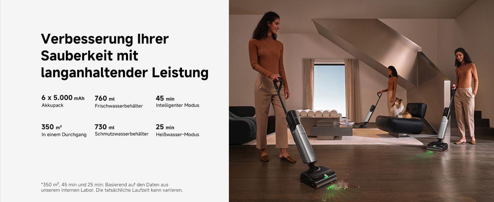 MOVA X4 Pro Nass-Trocken-Sauger, Heißwasser-Wischfunktion, Tangle-Free, Selbstreinigung bei 100 °C, 20 kPa Saugkraft, intelligente Saugkraftregelung