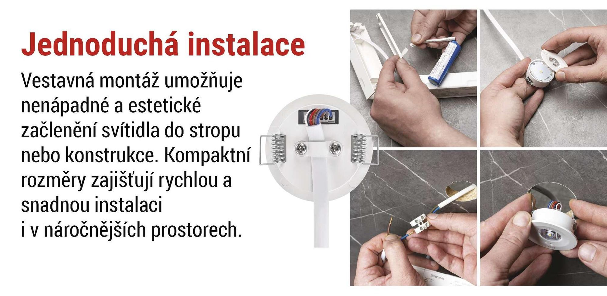 EMOS LED Nouzové světlo ORSU 1W se 2 čočkami a dobíjecí baterií, s funkcí automatického testu, 3hodinový nouzový režim, zapuštěná montáž, ZN1330