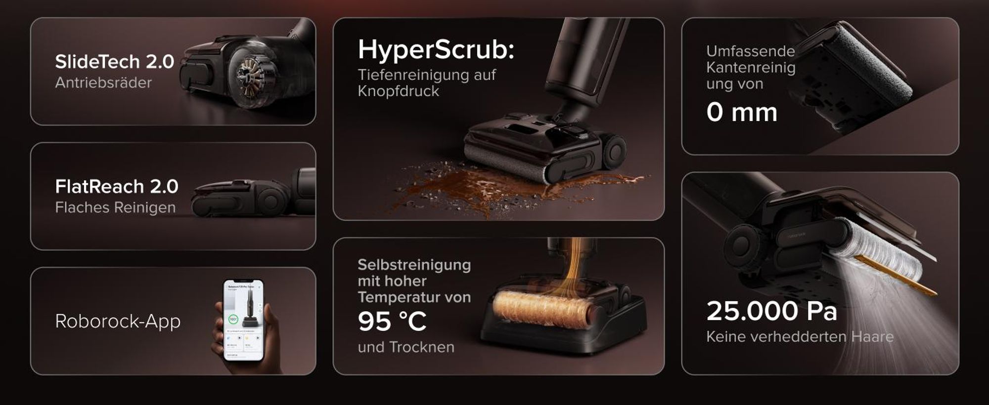 Roborock F25 Pro Turbo Nass Trockensauger, 25.000 Pa, 60 Min Laufzeit 180° Lay-Flat Saugwischer, Tiefenreinigungs, 95°C Hochtemperatur Selbstreinigung