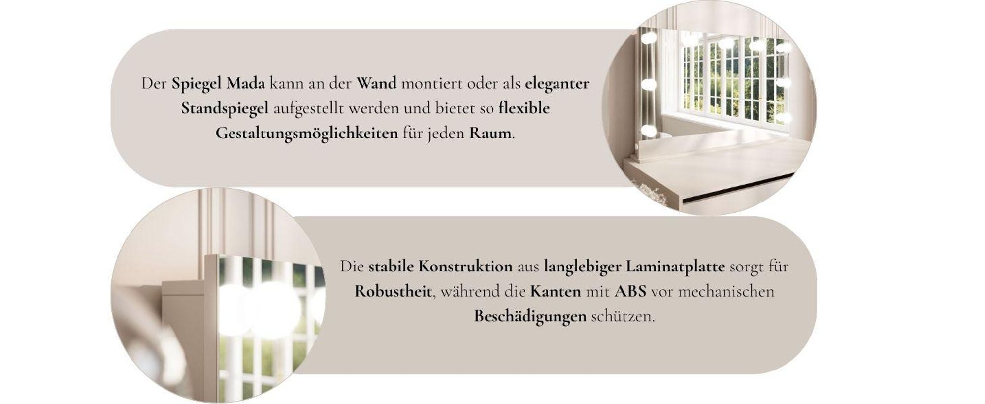 Spiegel mit Beleuchtung MADA ELITE LED Kaschmir