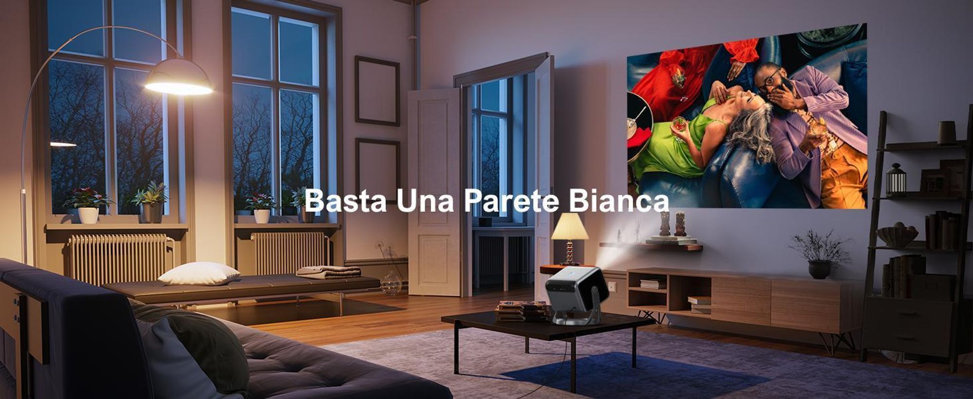 Proiettore ULTIMEA Nova C40 con decodifica 4K e Android TV 11.0 proiettore 1000:1, Dolby Audio, 600 ANSI, HDR10&HLG, con design cardanico a 90° senza supporto