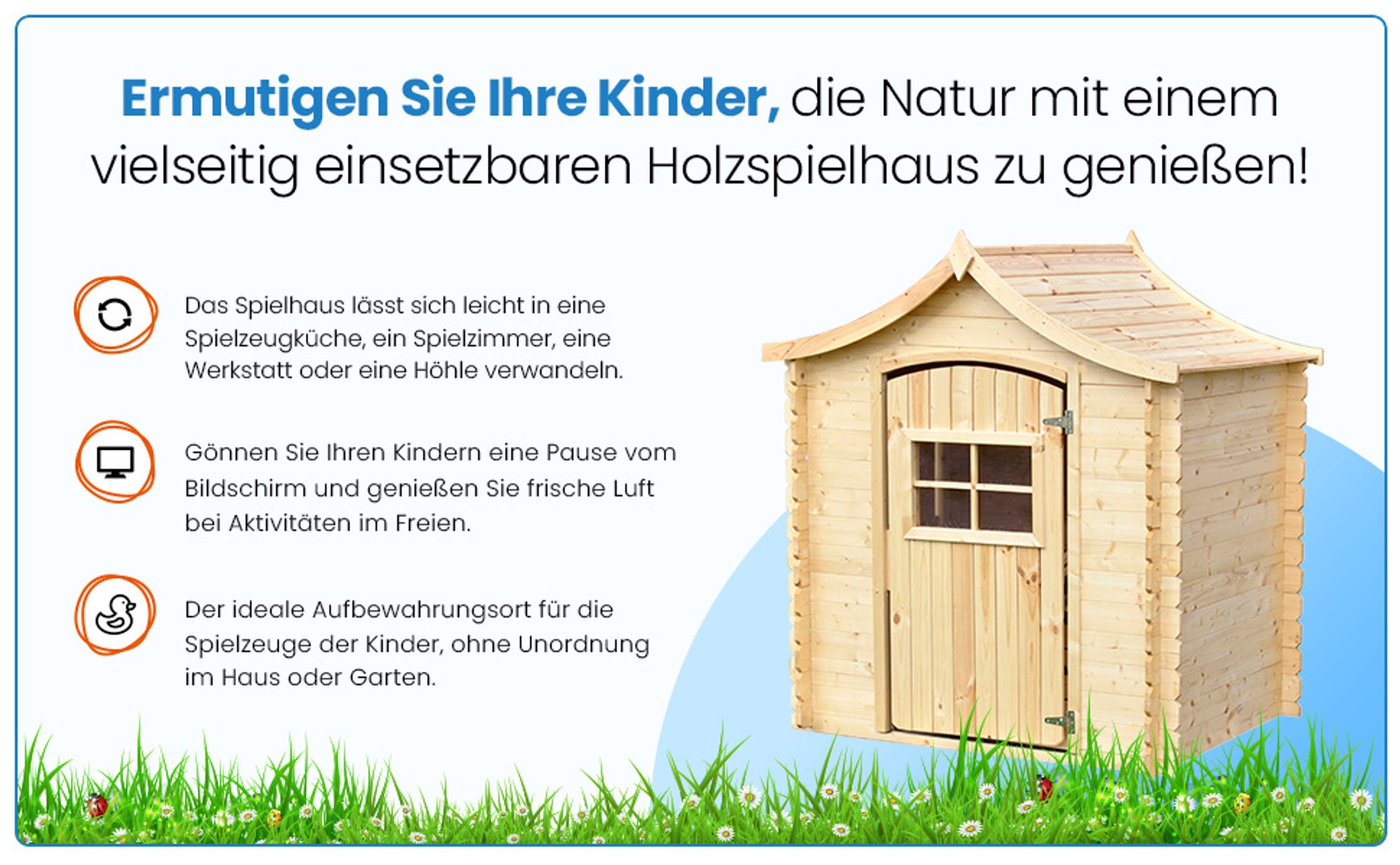 Timbela Kinderspielhaus aus Holz - Spielhaus im Freien für Kinder - B112xL146xH152 cm/1,1m2 Gartenspielhaus - Garten-Sommerhaus für Kinder M550-1
