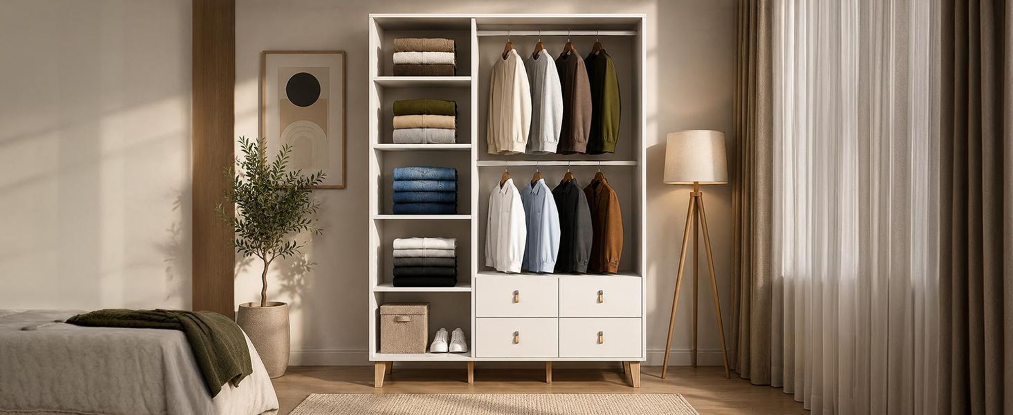 Schwebetürenschrank Kleiderschrank Schrank Garderobe Figo 19 (Weiß/Weiß) 150cm