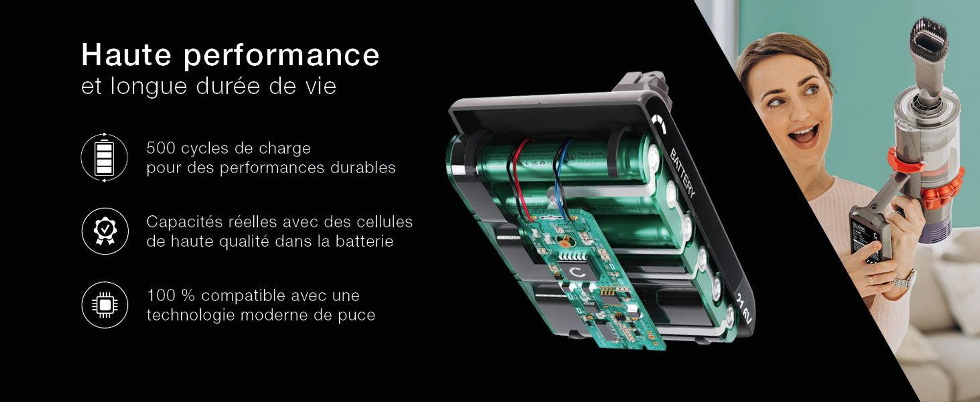 CELLONIC 1x Batterie pour Aspirateur Compatible avec Dyson V6, V6 Baby Child, V6 Baby plus Child, V6 - (2000mAh, 21.6V)