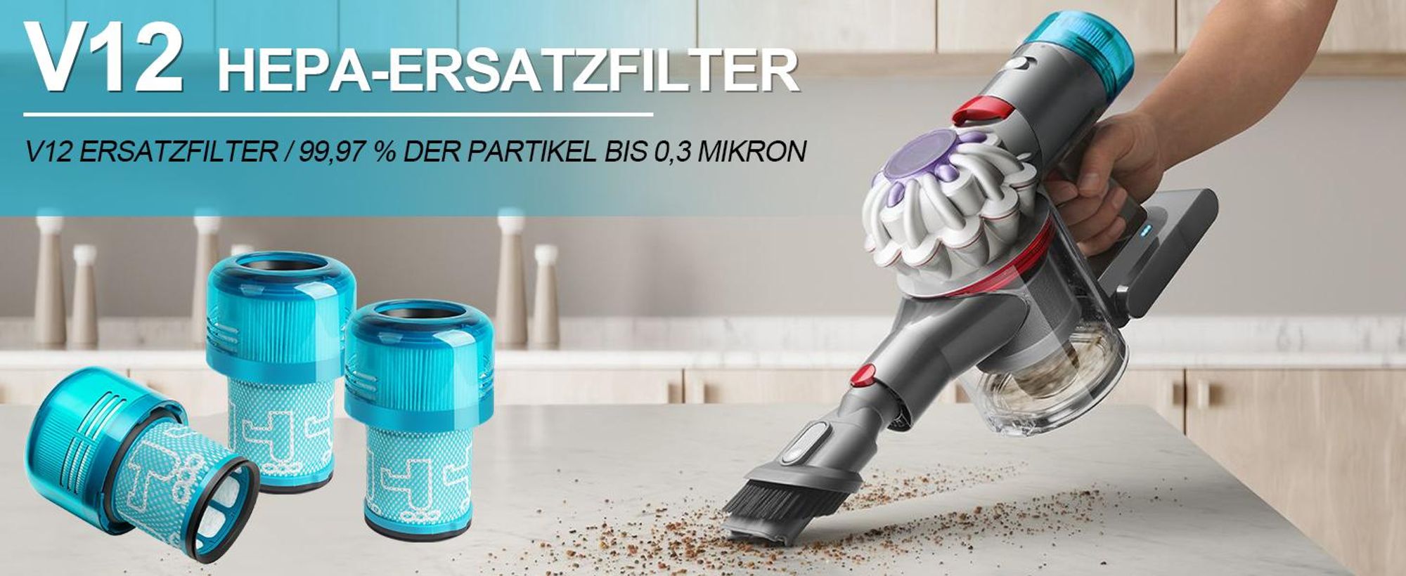 Filter für Dyson V12, 3 Stück HEPA Filter, Ersatzfilter Für dyson V12 Detect Slim Absolute Extra/Total Clean/Fluffy, 971517-01