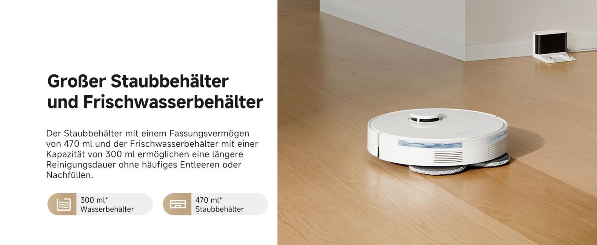 Dreame L10s Pro Gen3 Roboter Saugroboter Mit Wischfunktion,13000Pa Saugleistung,Intelligentes DuoScrub-Mop,7mm Auto-Lift,Teppichreinigung,5200mAh,Weiß
