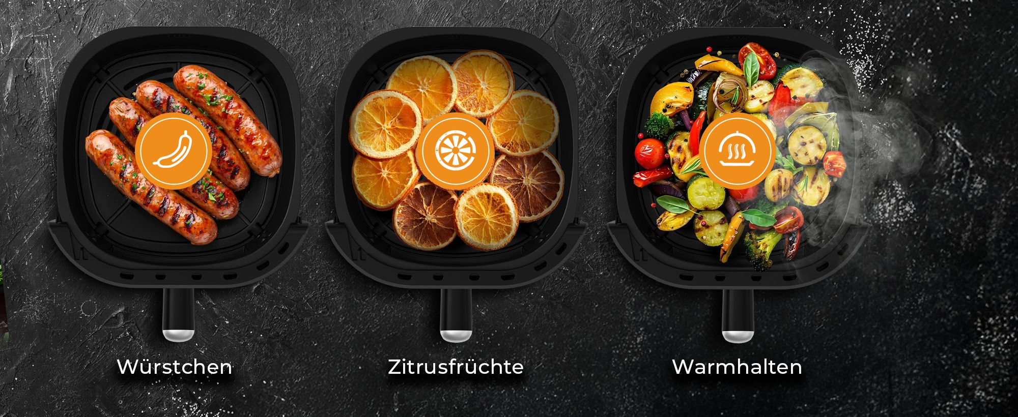 Balter Heißluftfritteuse XXL 5,5L mit Sichtfenster, 1500W, Airfryer, ohne Öl, 12 Programme, Touch-Bedienung, 100 Rezepte, Edelstahl, Schwarz
