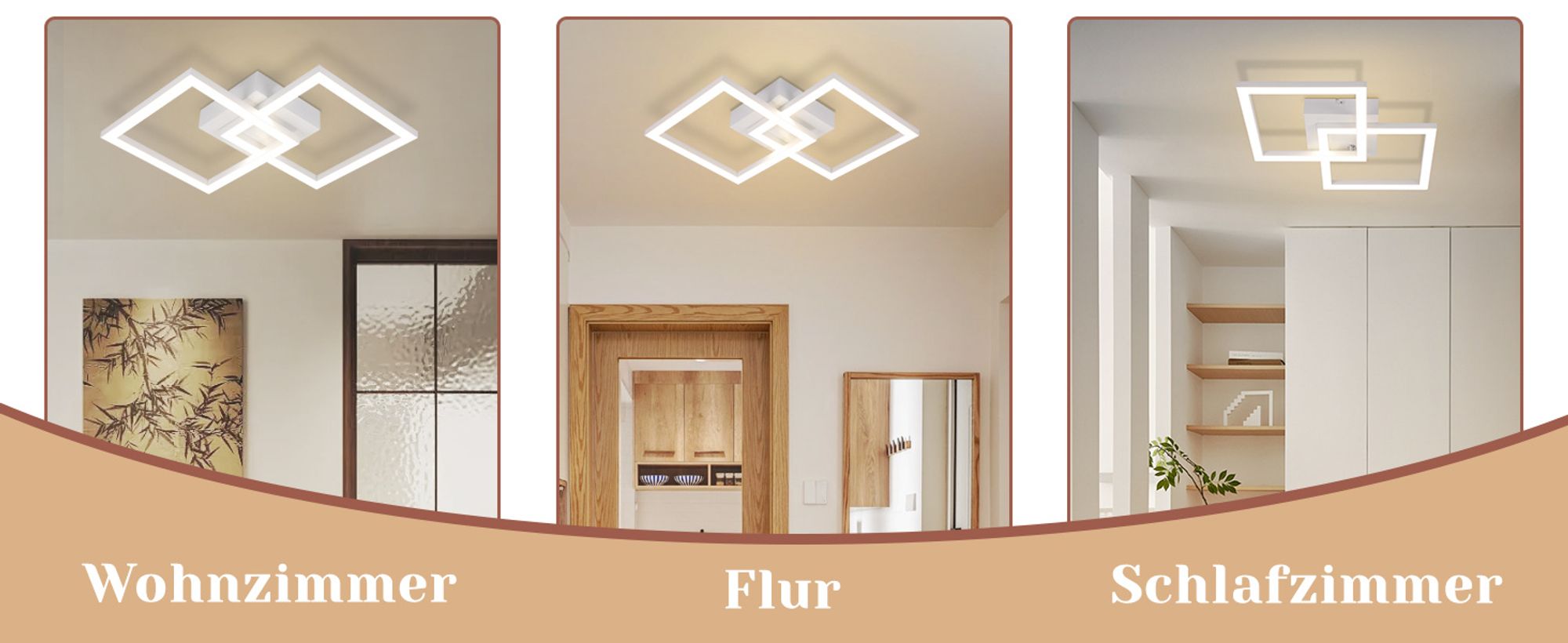 ZMH Deckenlampe LED Deckenleuchte Küche Modern Küchenlampe 24W 4000K Wohnzimmerlampe Design Flurlampe Neutralweiß Schlafzimmerlampe Flur Deckenbeleuchtung Weiß für Kinderzimmer Schlafzimmer
