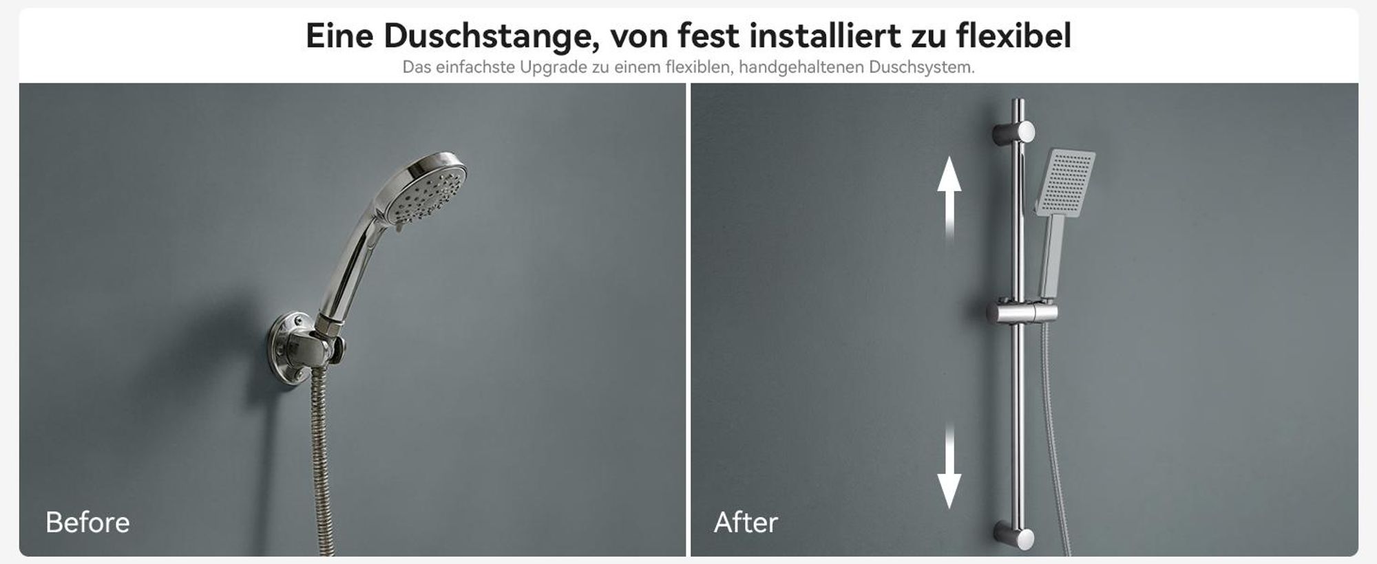 Auralum 70 cm Duschstange aus Edelstahl–Wandmontierte Duschsäule mit Ablage, kein Bohren erforderlich, moderne Duschstange, Chrom