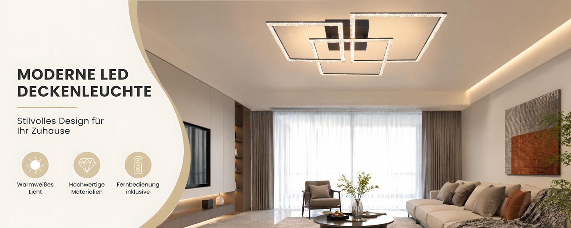 ZMH LED plafoniera nero soggiorno lampada dimmerabile 82 W moderno cristallo camera da letto lampada di design interno con telecomando