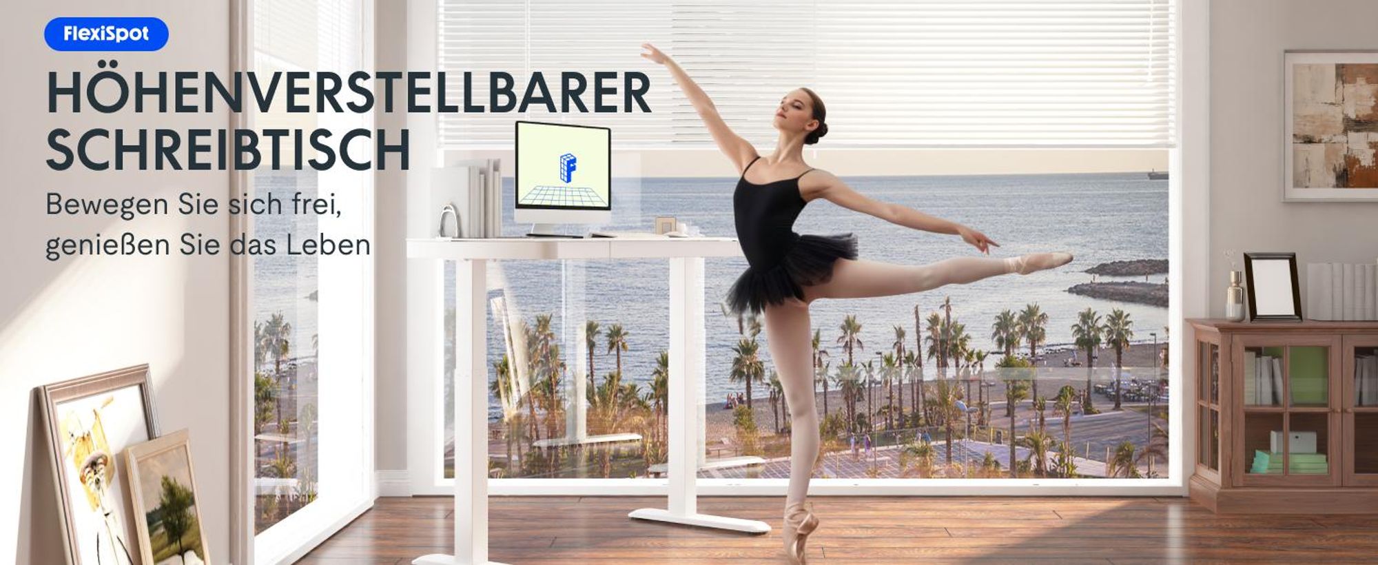 FlexiSpot Q3 Elektrisch Höhenverstellbarer Schreibtisch 140x70cm, mit USB, Schublade, LED-Display, 4 Speicherplätzen & Antikollisionsschutz, Weiß
