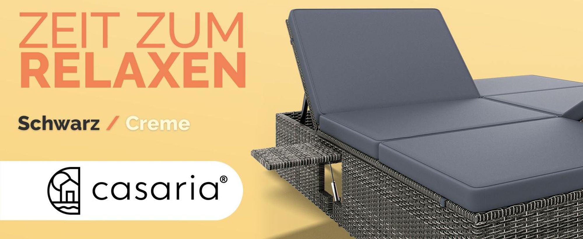 CASARIA Sonnenliege Polyrattan 2 Personen