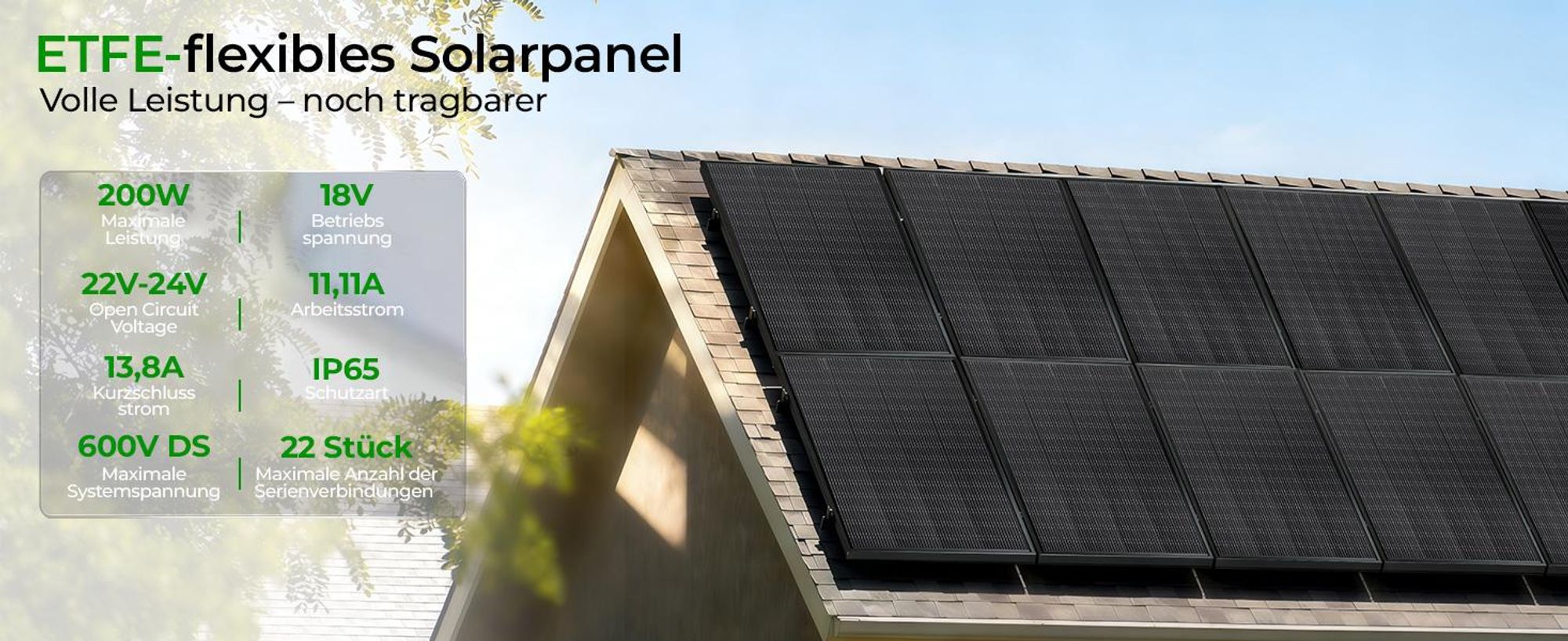 ETFE Solarmodul 200W Solarpanel + Ultraleicht Halb Flexibel Für Wohnmobil Balkon