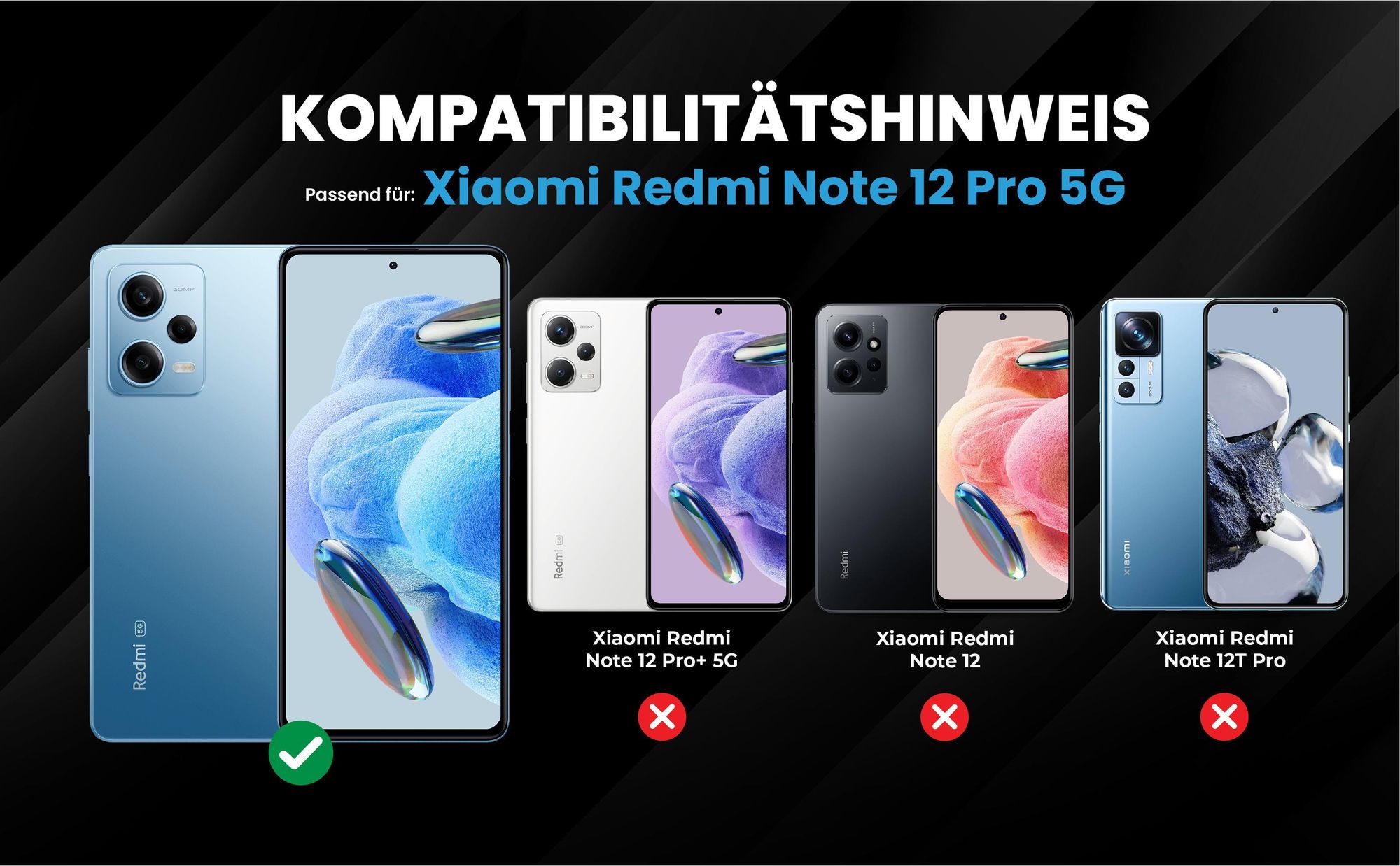 Kompatibilitätshinweise Hülle für Xiaomi Redmi Note 12 Pro 5G