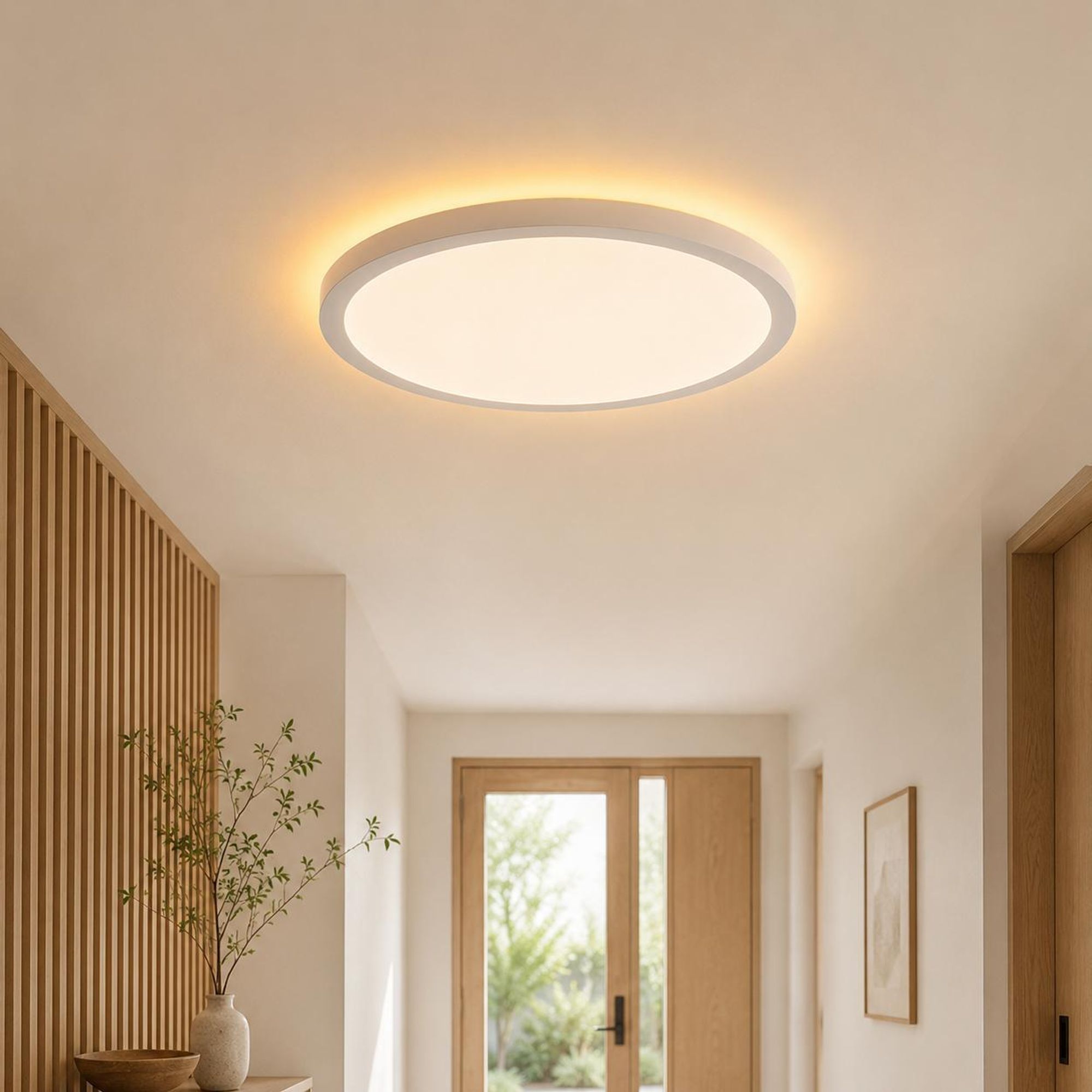 Led Deckenleuchte mit Nachtlicht 1800K, 24W Deckenlampe Flach Dimmbar, Decke Lampe innen für Wohnzimmer Schlafzimmer Küche Flur Büro, Rund Ø29cm