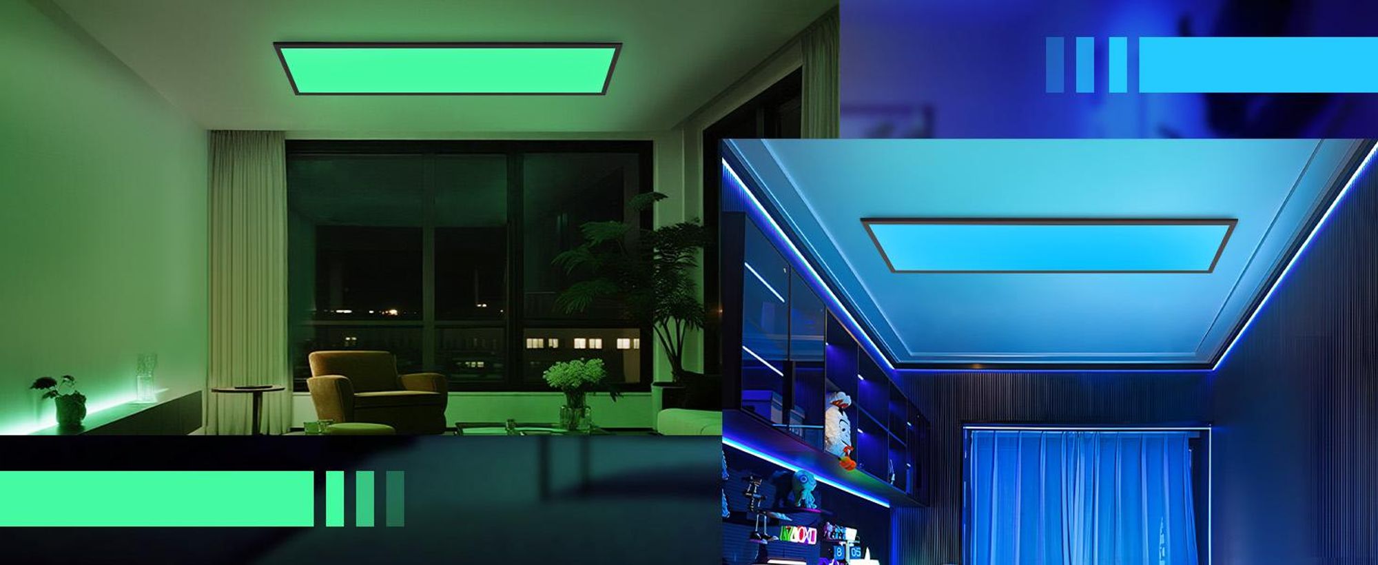 Lampa sufitowa panelowa LED ZMH z funkcją ściemniania, panel sufitowy RGB ze zmianą kolorów, długa, płaska lampa sufitowa z pilotem, duża lampa 24 W do biura, pokoju zabaw i salonu