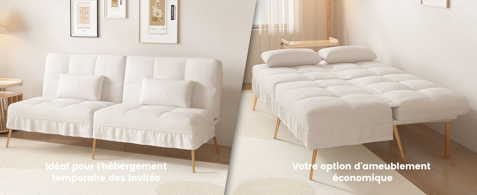 COMHOMA Schlafsofa mit Schlaffunktion, Sofa Klappsofa, Bettcouch, ecksofa, Couch Gästebett, 3-Sitzer Sofa, mit verstellbare Rückenlehne aus Teddystoff