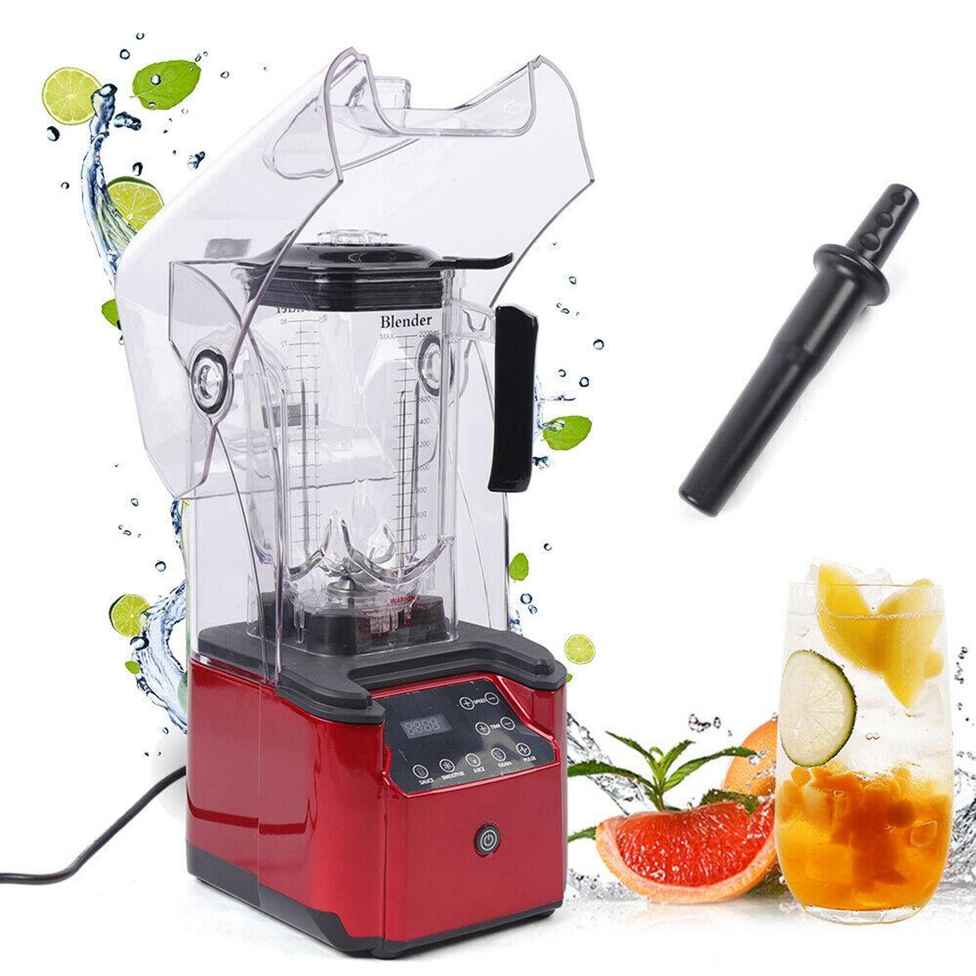 Smoothie-Mixer, 2200W Gewerblicher Mixer, Schalldichter Smoothie-Mixer mit Touchscreen und Timer
