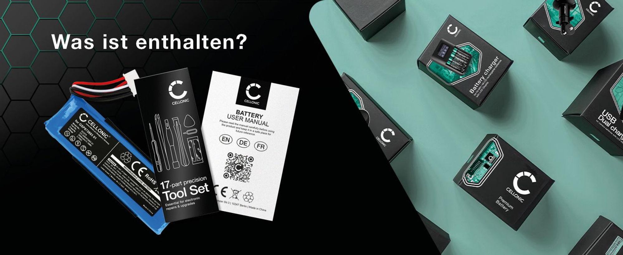 CELLONIC 1x Akku für Lautsprecher Kompatibel mit JBL Flip 4, GSP872693 01 - (3000mAh, 3.7V) + Werkzeug-Set