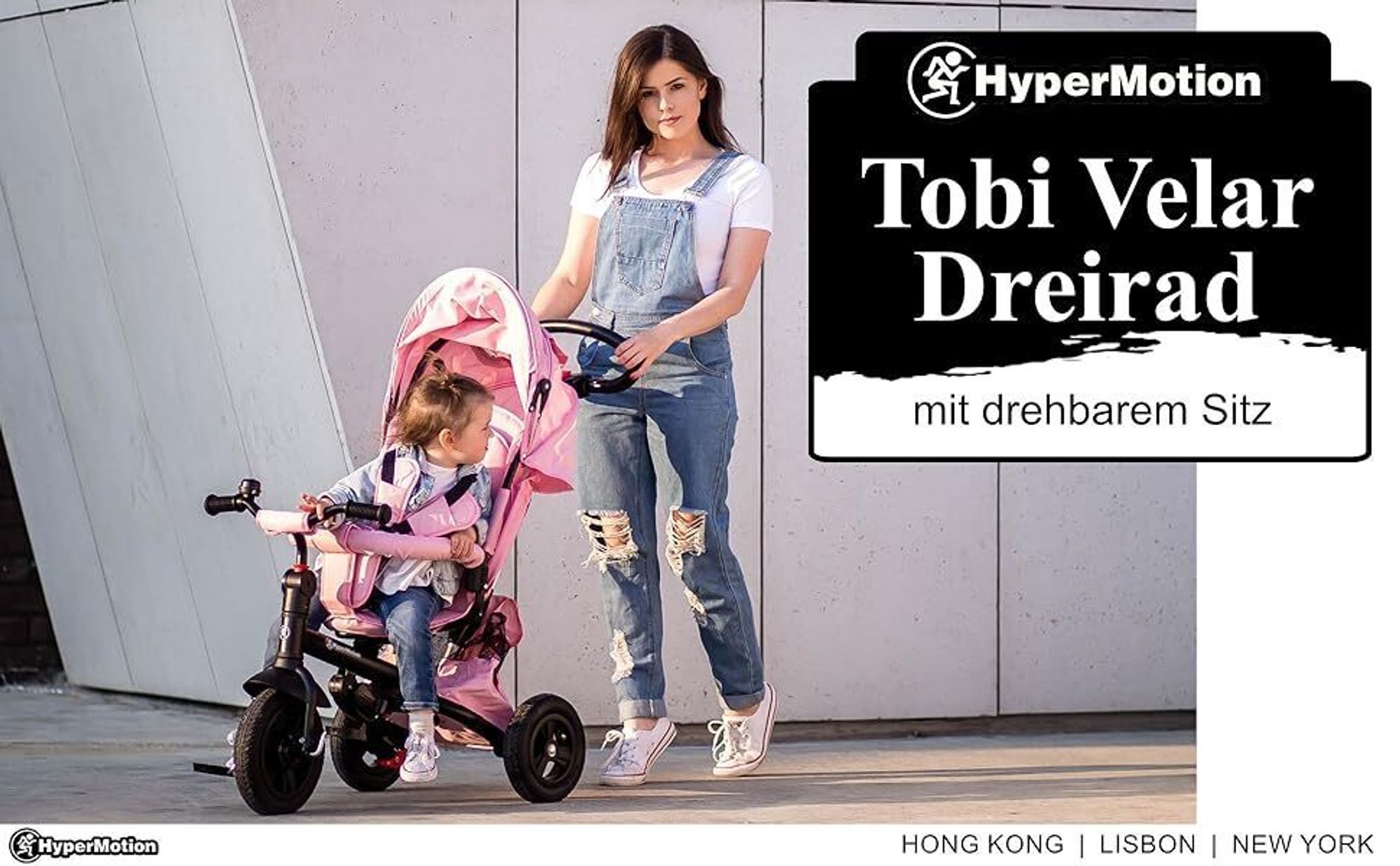 Klappbares Dreirad mit aufpumpbaren Rädern und drehbarem Sitz – Grau