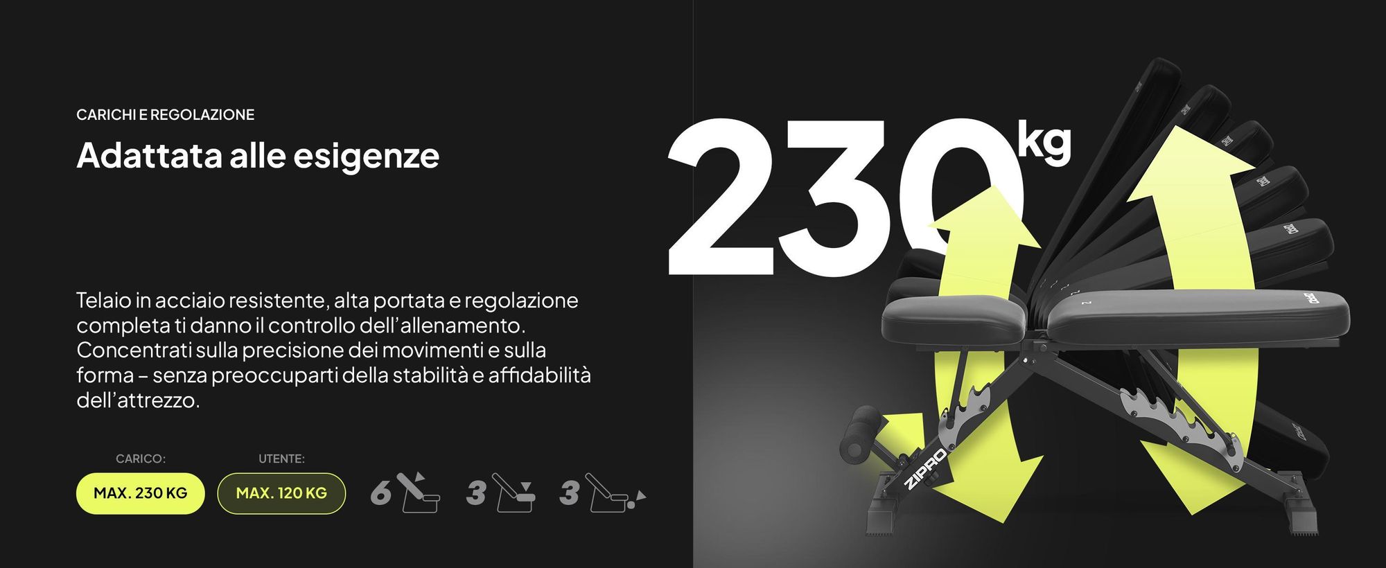Panca pesi pieghevole Zipro Profi Jacked – Panca inclinata regolabile e panca negativa (7+3 livelli) Imbottitura extra spessa Panca da allenamento resistente per la casa