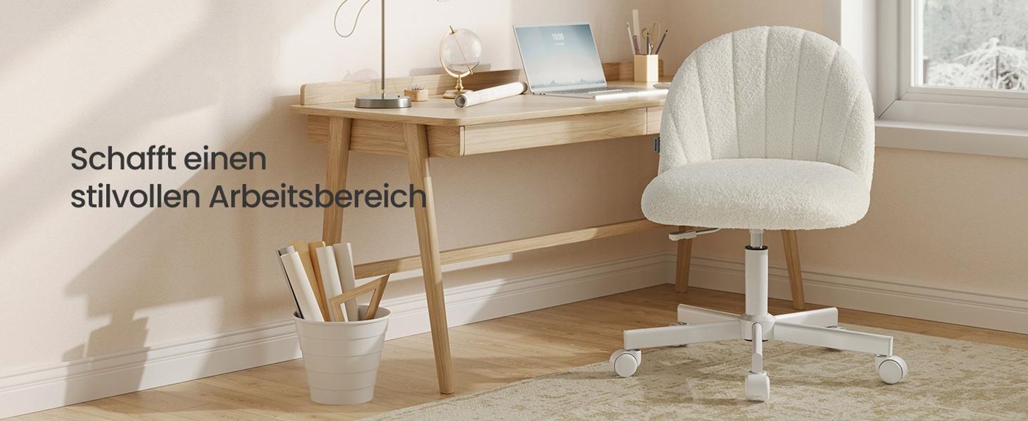 SONGMICS Homeoffice-Stuhl, Schminkstuhl aus Fleece, Schreibtischstuhl, Schaumstoffpolsterung, höhenverstellbar, für Arbeitszimmer, Schlafzimmer