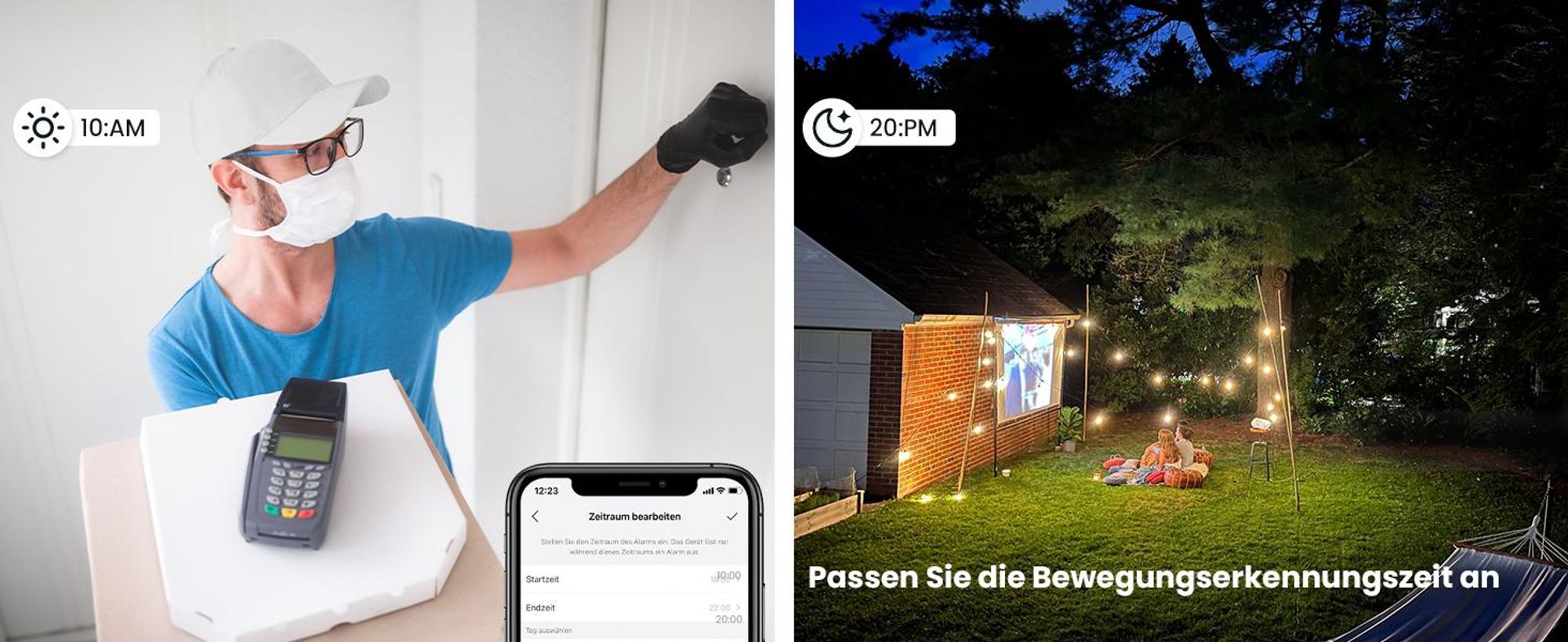 2K 3MP Überwachungskamera Aussen 5200mAh Akku，Kabellose WLAN Kamera Outdoor，15 m Farb-Nachtsicht，Sirene/Weißlichtalarm，PIR Bewegungsmelder.