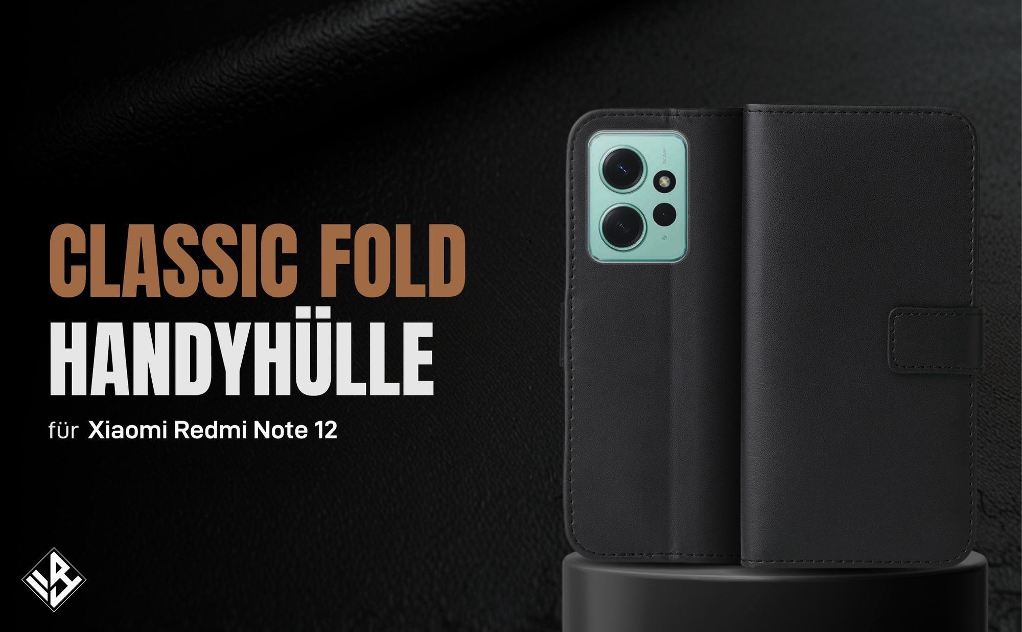 Schwarze Klapphülle für Xiaomi Redmi Note 12 mit Wallet-Funktion
