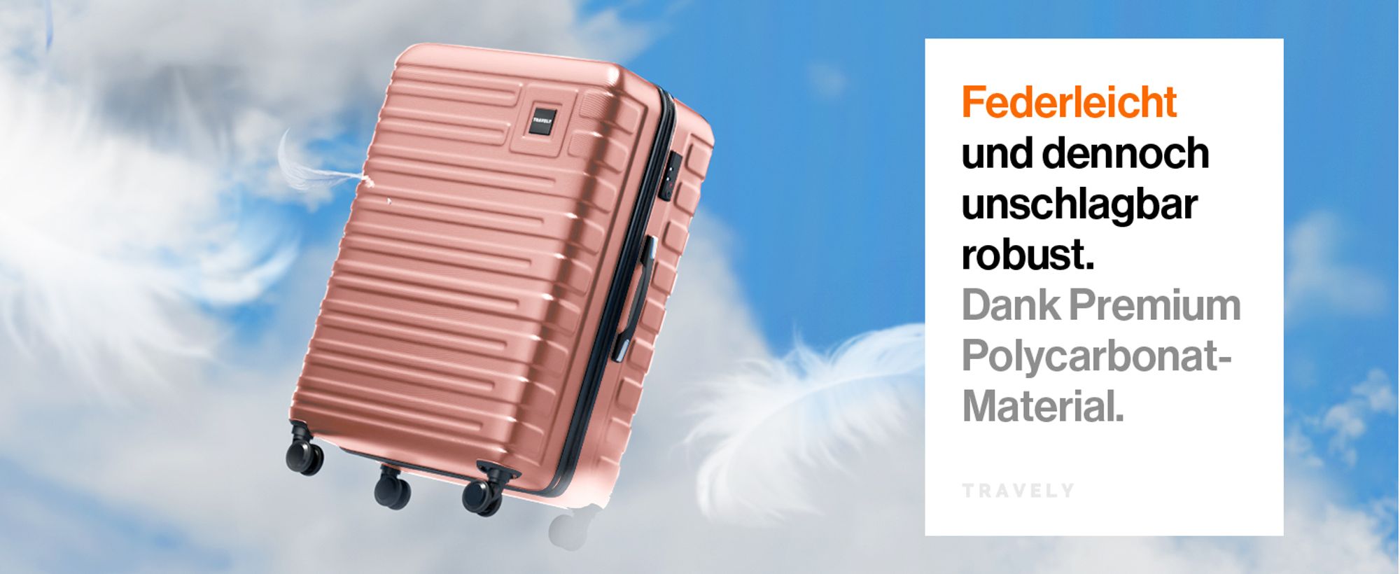 Travely Polycarbonat Koffer Groß 77cm XL - 100L Innenvolumen - 158cm Gurtmaß, sehr robuster Hartschalen Koffer mit sanften Rollen & TSA Schloss, Reisekoffer, Koffer & Trolleys, Reisekoffer mit Rollen