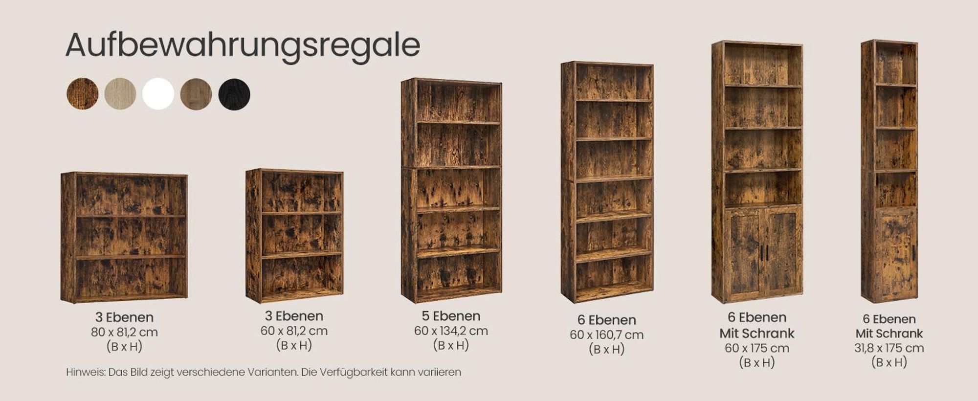 Bücherregal, 6-stöckiges hohes Regal, Standregal mit Tür und offenen Fächern,vielseitig einsetzbar