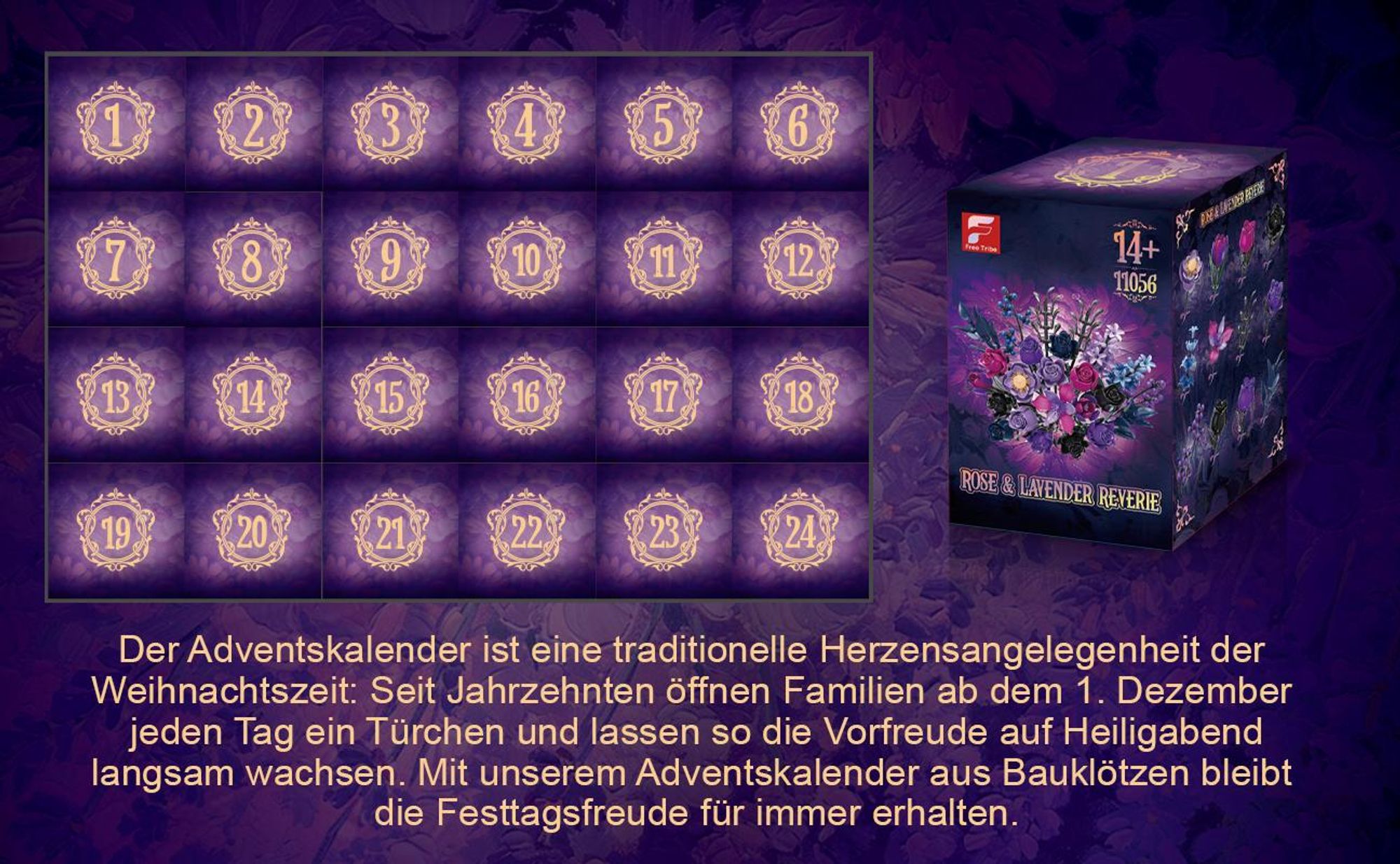 Spielzeug-Adventskalender Blumen Adventskalender 2026 für Frauen – 24 Tage Bauset klemmbausteine