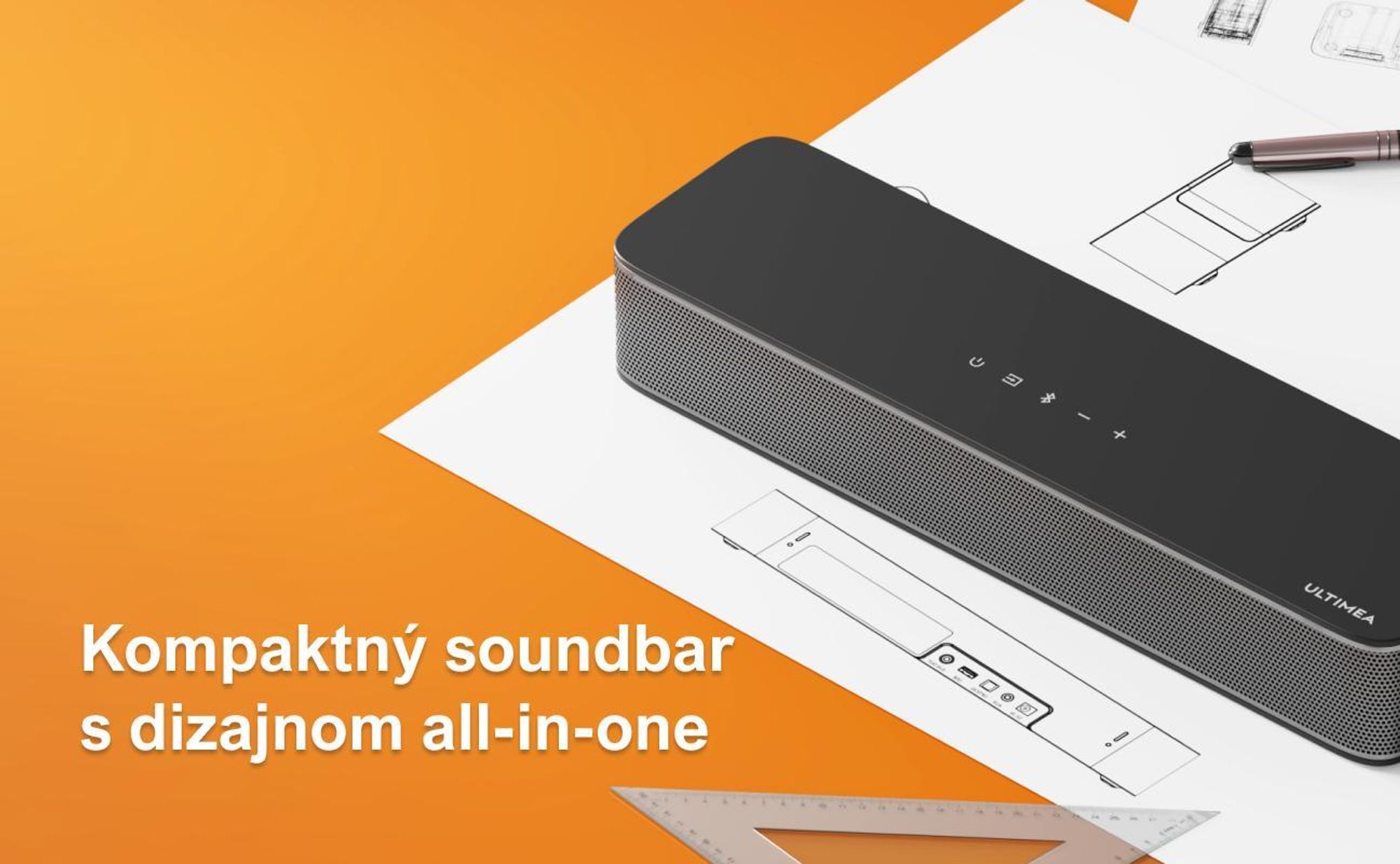 ULTIMEA 2.1-kanálový soundbar pre televízor s nastaviteľnými basmi, ovládaním cez aplikáciu, all-in-one soundbar, televízny reproduktor Bluetooth 5.4, Poseidon M20