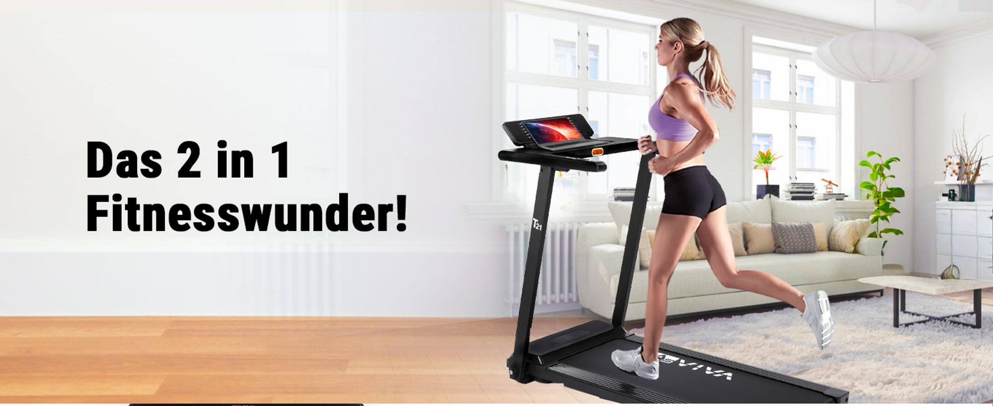 Laufband klappbar AsVIVA T21 Heimtrainer bis 12 km/h 2,5 PS leise kompakt für Zuhause