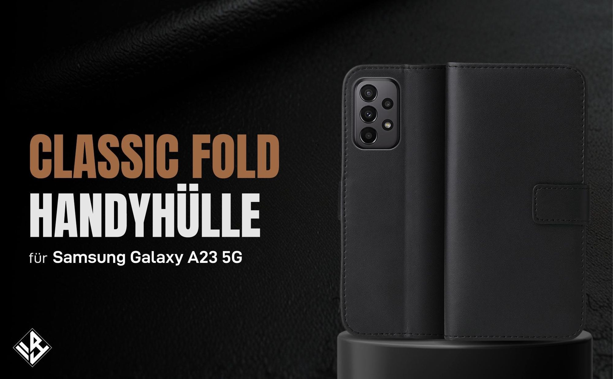 Schwarze Klapphülle für Samsung Galaxy A23 5G mit Wallet-Funktion