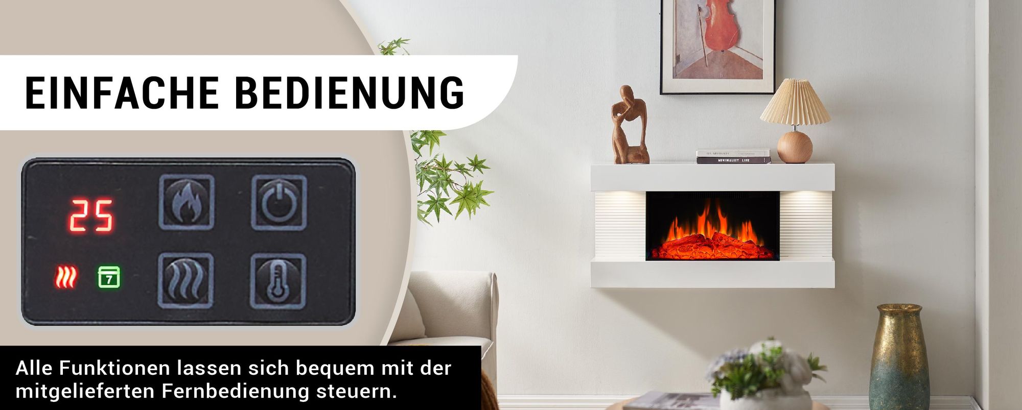 Elektrokamin BALDERIA Ida – Wandkamin - Weiss