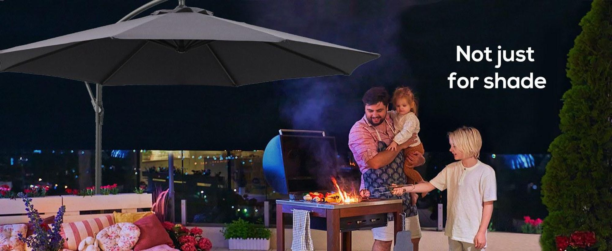 Parasol ogrodowy Outsunny Ø300 cm, uchylny, z ochroną UV, parasol z korbką, stojakiem, mechanizmem korbowym, parasol ogrodowy, ochrona przeciwsłoneczna na balkon, taras, szary